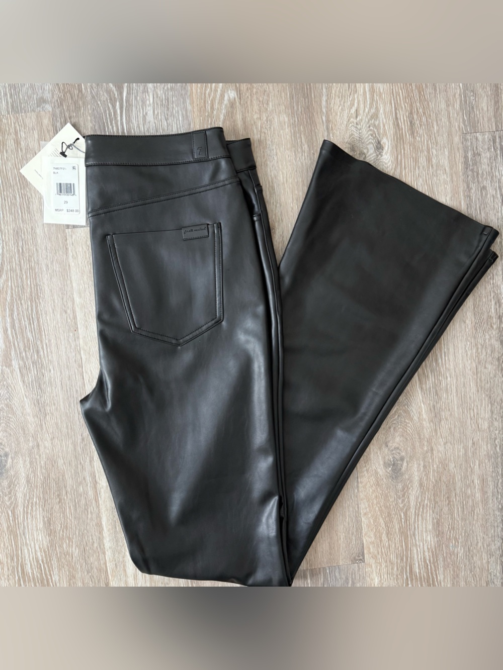 7 for All Mankind Super Stretch Faux Leather Skinny Bootcut Jeans